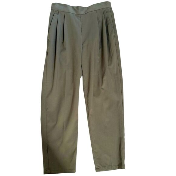 LOWRYS FARM Pleated Tapered Pants in Army Green M - Picture 2 of 16